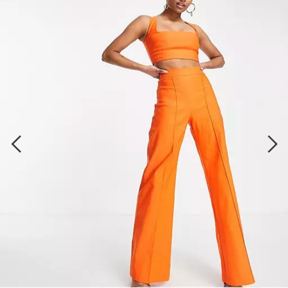 NWT - ASOS Vesper Orange Pant Suit Crop Top Set
